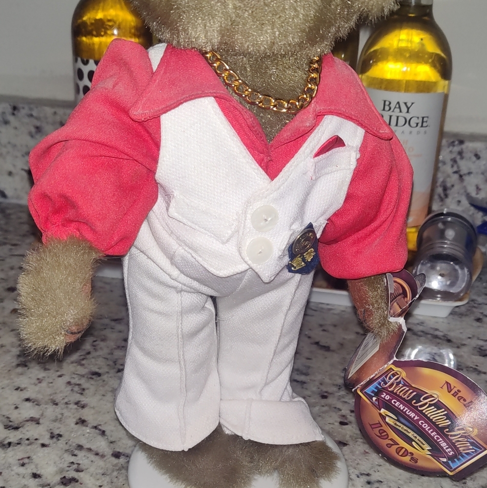 1970s 20th Century Brass Button Bear Collectible "Nick" - Picture 2 of 10